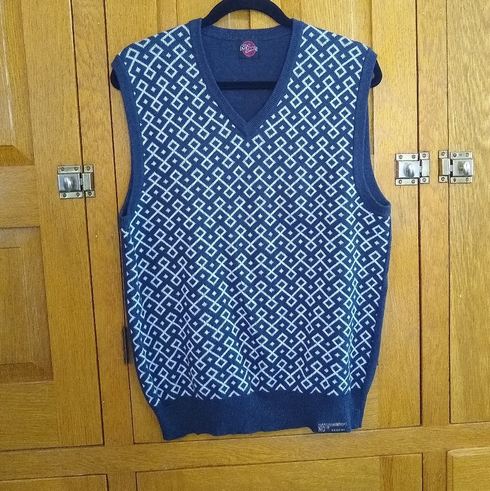 Nick Danger Navy & baby blue geometric knit pullover sweater vest